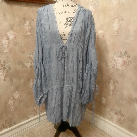 FREE PEOPLE JULIET KIMONO BLUE ONE SIZE - Picture 8 of 12